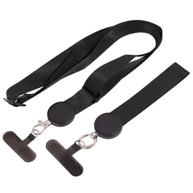 Mobiilikaulanauha 2i1 kiinnityslaatan kanssa - Onyx Black