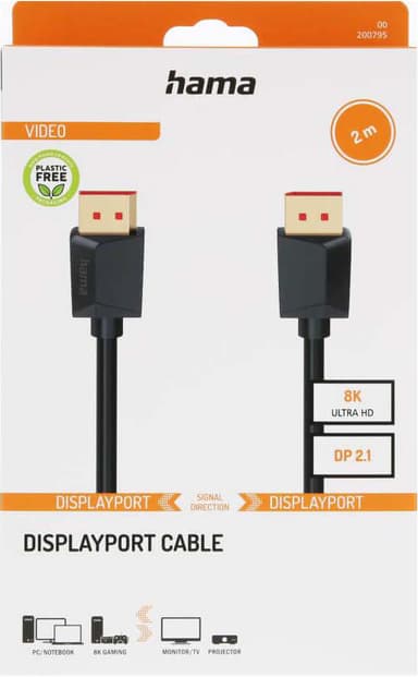 Hama DisplayPort 2.1 8K kaapeli (2 m)