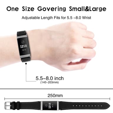 Fitbit Charge 3/4 rannerengas nahkainen musta