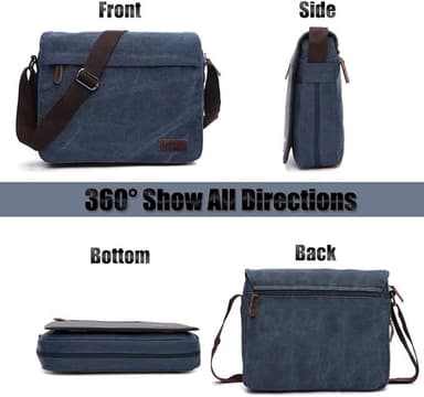 Messenger laukku Crossbody laukku kangasta ja nahkaa Tummansininen