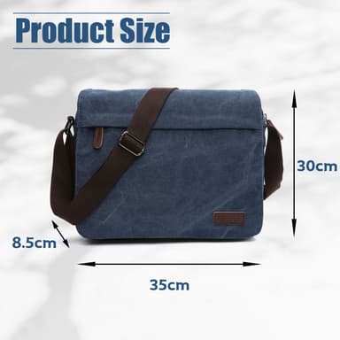 Messenger laukku Crossbody laukku kangasta ja nahkaa Tummansininen