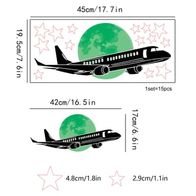 Glow in the Dark Plane Stars -tarrat Ruohon väri