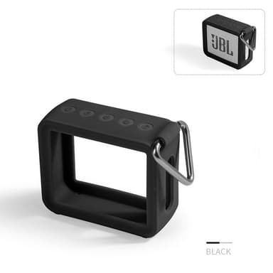 Silikoninen suojakotelo metallikarabiinilla JBL GO2:lle Musta
