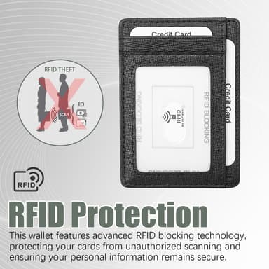 Korttiteline RFID-suojauksella Aitoa nahkaa Musta