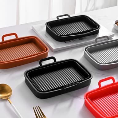 Taitettava neliön muotoinen Air Fryer silikonimuotti 19,5x12,7x7 cm Musta