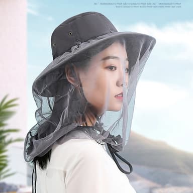 Ulkokalastus aurinkosuoja leveälierinen hattu Mosquito Head Net -hattu ruohon väri