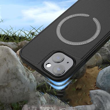 Magneettinen hiilikuituinen latauskotelo iPhonelle Musta iPhone 14 Pro