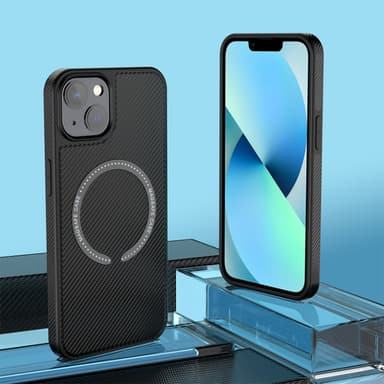 Magneettinen hiilikuituinen latauskotelo iPhonelle Musta iPhone 14 Pro