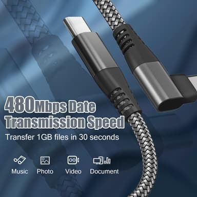 USB-C-laturi kulmaliittimellä 60 W pikalataus Musta 1 m