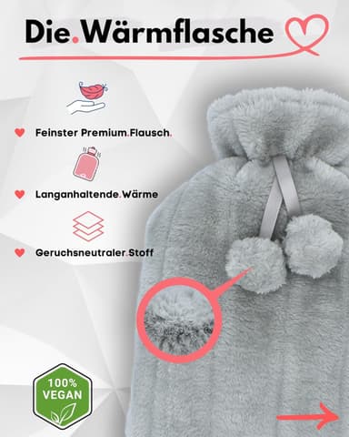 Kumilämmityspullo kannella Harmaa