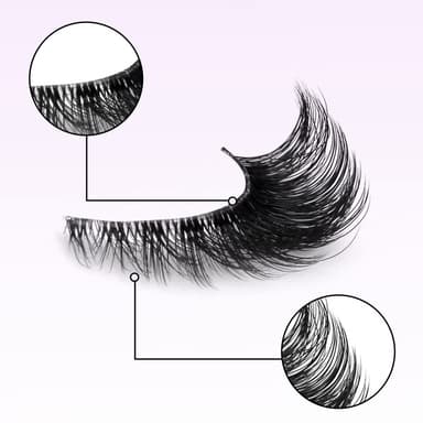 10 paria kaarevia 3D cat eye tekoripsiä Musta