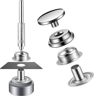15 mm Snap Lock Set - Työkalusarja painonapeilla Hopea