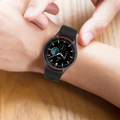 Samsung Galaxy Watch 4 Classic rannekoru silikoni Musta + punainen