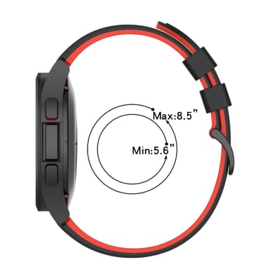 Samsung Galaxy Watch 4 Classic rannekoru silikoni Musta + punainen