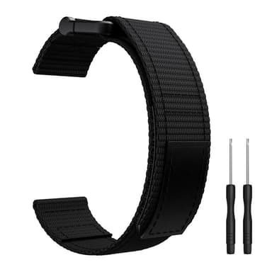 Kellon ranneke 22 mm Garmin Fenix 5/6/7 Forerunner Approach Nylon Musta