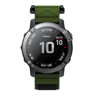 Kellon ranneke 22 mm Garmin Fenix 5/6/7 Forerunner Approach Nylon Ruohon väri