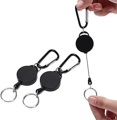 2 pakkauksen jatkettava jojo-avaimenperä karabiinilla Musta
