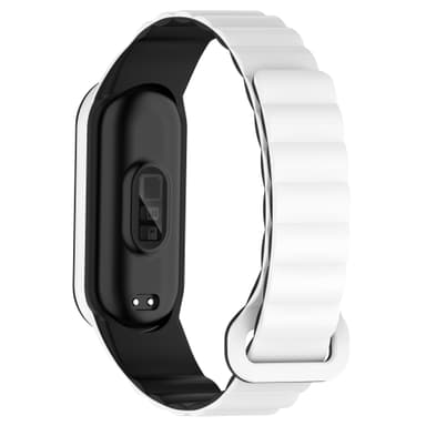 Magneettinen hihna Xiaomi Mi Band 3/4/5/6/7 Musta + Valkoinen