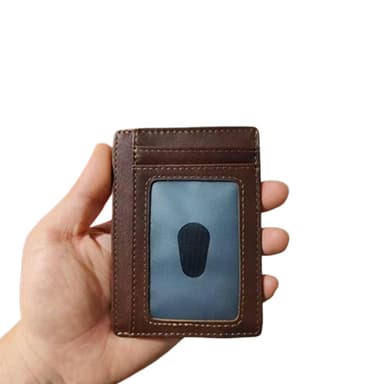 Korttiteline RFID-suojauksella Aitoa nahkaa Ruskea