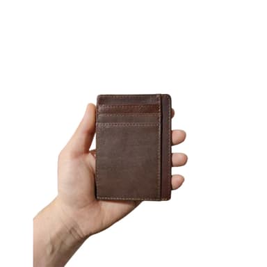 Korttiteline RFID-suojauksella Aitoa nahkaa Ruskea
