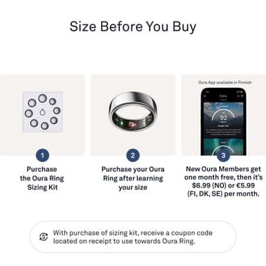 Oura Ring Gen3 Horizon älysormus koko 10 (hopea)