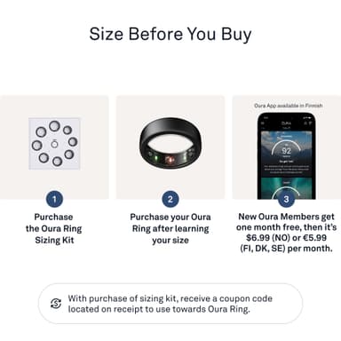 Oura Ring Gen3 Horizon älysormus koko 8 (Stealth)