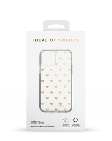 Clear Case iPhone 12/12P Golden Hearts