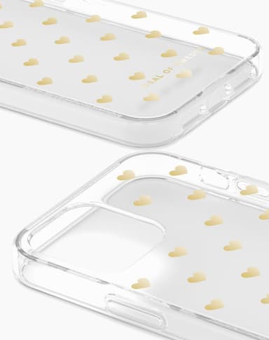 Clear Case iPhone 12/12P Golden Hearts