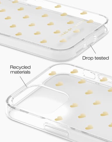 Clear Case iPhone 12/12P Golden Hearts