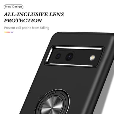 Google Pixel 8a sormenrengasjalustan hybridikotelo - musta