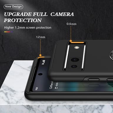 Google Pixel 8a sormenrengasjalustan hybridikotelo - musta