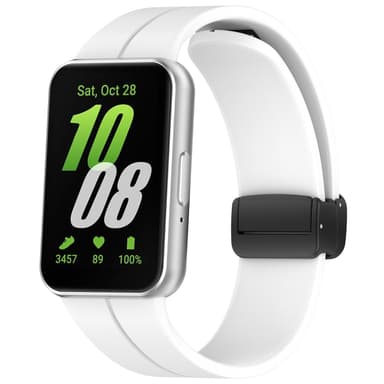 Magneettisella sulkimella varustettu silikonikellon hihna Samsung Galaxy Fit 3:lle (SM-R390) Valkoinen
