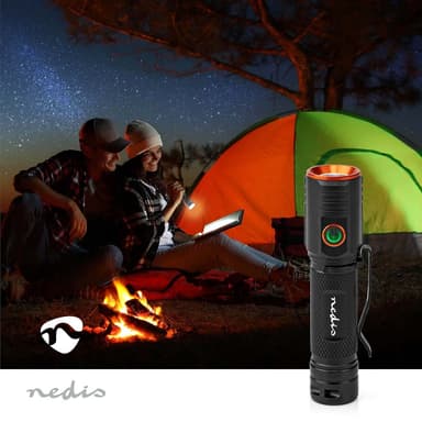 Nedis LED Taskulamppu | Paristokäyttöinen | 3.7 V DC | 20 W | Sisäänrakennettu Litium-Ioni | Paristot sisältyvät | Ladattava | Nimellisvaloteho: 2000 lm | Valoalue: 180 m | Säteen kulma: 10 °