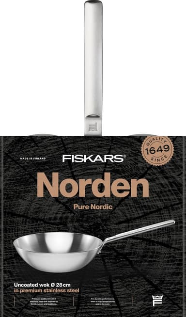 Fiskars Norden -wokkipannu, 28 cm, pinnoittamaton