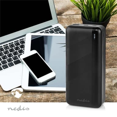 Nedis Virtapankki | 32000 mAh | 2.4 / 3.0 / 3.25 A | Lähtöliitäntöjen määrä: 2 | Lähtöliitäntä: 1x USB-A / 1x USB-C™ | Sisääntulon liitäntä: 1x Micro USB / 1x USB-C™ | PD3.0 45W / PD3.0 65W | Litium-Polymeeri