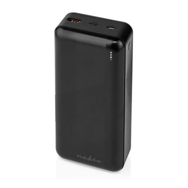 Nedis Virtapankki | 32000 mAh | 2.4 / 3.0 / 3.25 A | Lähtöliitäntöjen määrä: 2 | Lähtöliitäntä: 1x USB-A / 1x USB-C™ | Sisääntulon liitäntä: 1x Micro USB / 1x USB-C™ | PD3.0 45W / PD3.0 65W | Litium-Polymeeri