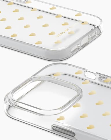 Clear Case iPhone 14PM Golden Hearts