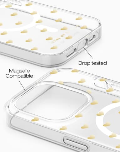 Clear Case MagSafe iPhone 14PR Golden Hearts