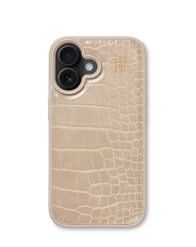 Vegan Leather Case MagSafe iPhone 16 Warm Beige Croco