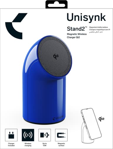 Unisynk Stand2 Qi2 langaton pöytälaturi (sininen)