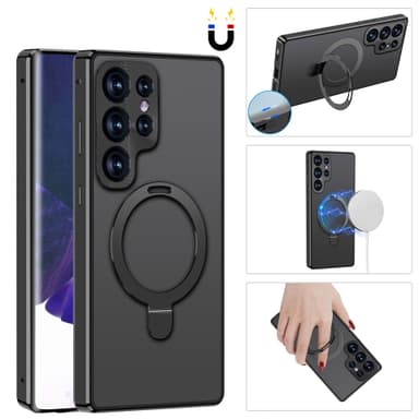 Näytönsuojaus magneettinen suojakotelo jalustalla Musta Samsung S22 Ultra