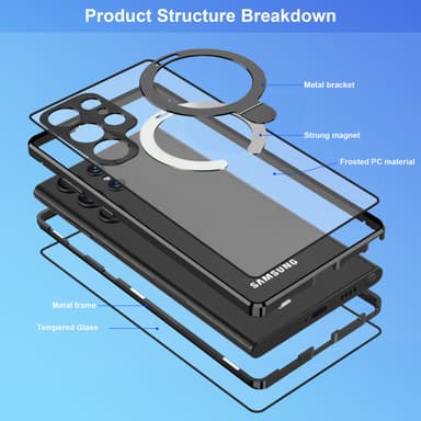 Näytönsuojaus magneettinen suojakotelo jalustalla Musta Samsung S22 Ultra