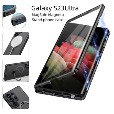 Näytönsuojaus magneettinen suojakotelo jalustalla Musta Samsung S22 Ultra