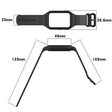 Integroitu silikoniranneke Xiaomi Mi Band 8 Prolle Musta