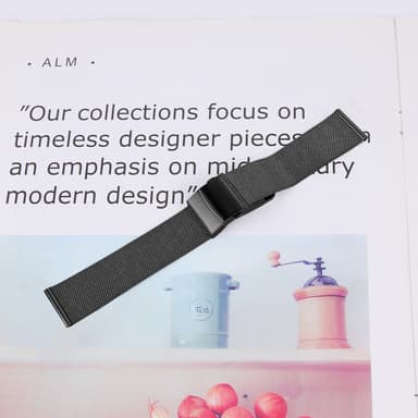 22 mm ruostumattomasta teräksestä valmistettu kellon ranneke Samsung/Huaweille Musta