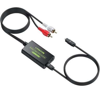 Analogi-digitaaliäänimuunnin RCA-digitaaliksi Toslink SPDIF -optinen optisella kaapelilla
