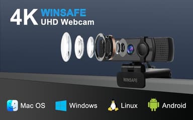 NÖRDIC Webcam UHD 4K 30fps 1080p 60fps 4MP Automaattitarkennus, Valonkorjaus