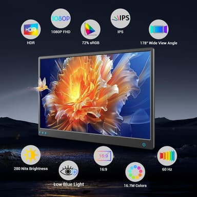 NÖRDIC USB-C & HDMI Kannettava LCD-näyttö 15,6"" 1920x1080p 60Hz