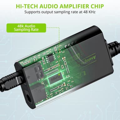 Analogi-digitaaliäänimuunnin RCA-digitaaliksi Toslink SPDIF -optinen optisella kaapelilla