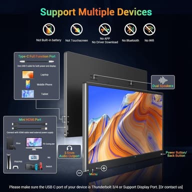 NÖRDIC USB-C & HDMI Kannettava LCD-näyttö 15,6"" 1920x1080p 60Hz